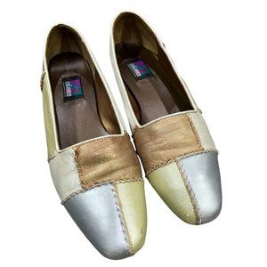 Vintage Art Effects Multicolor Metallic Patchwork Flats Size 8 1/2M